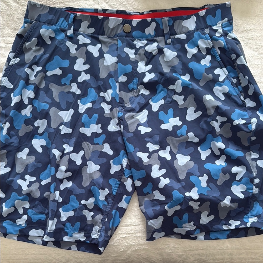 Blue Camouflage Patterned Shorts